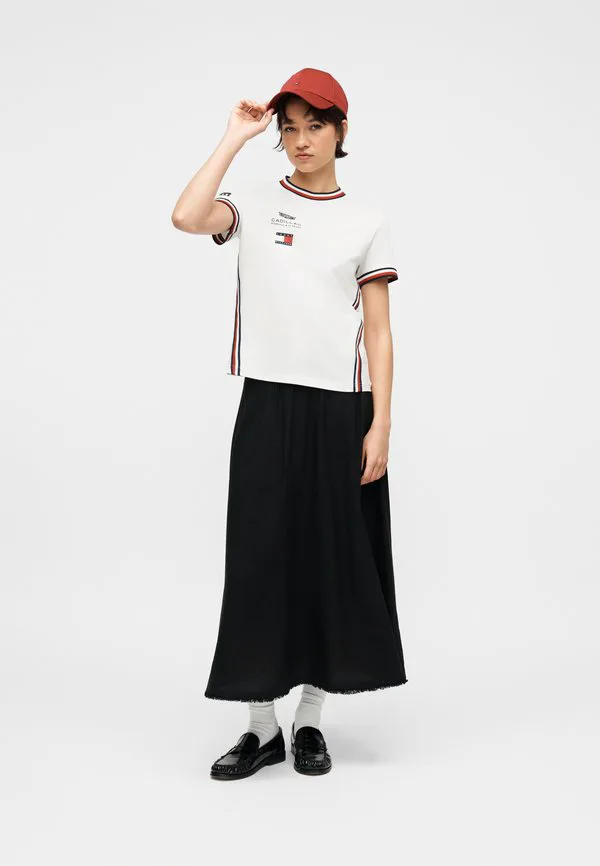 Плиссированная юбка-трапеция из льняной смеси Tommy Hilfiger, Black — фото 2