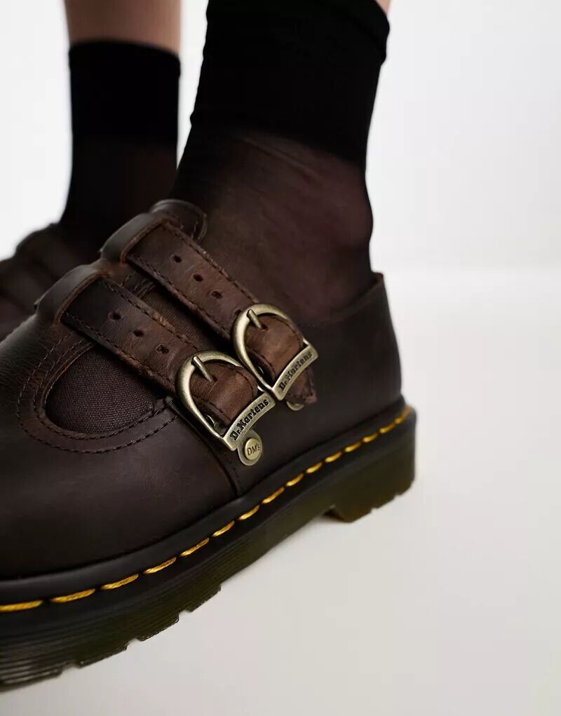 Доктор Темно-коричневые кожаные туфли Mary Jane Martens 8065 Dr Martens — фото 2