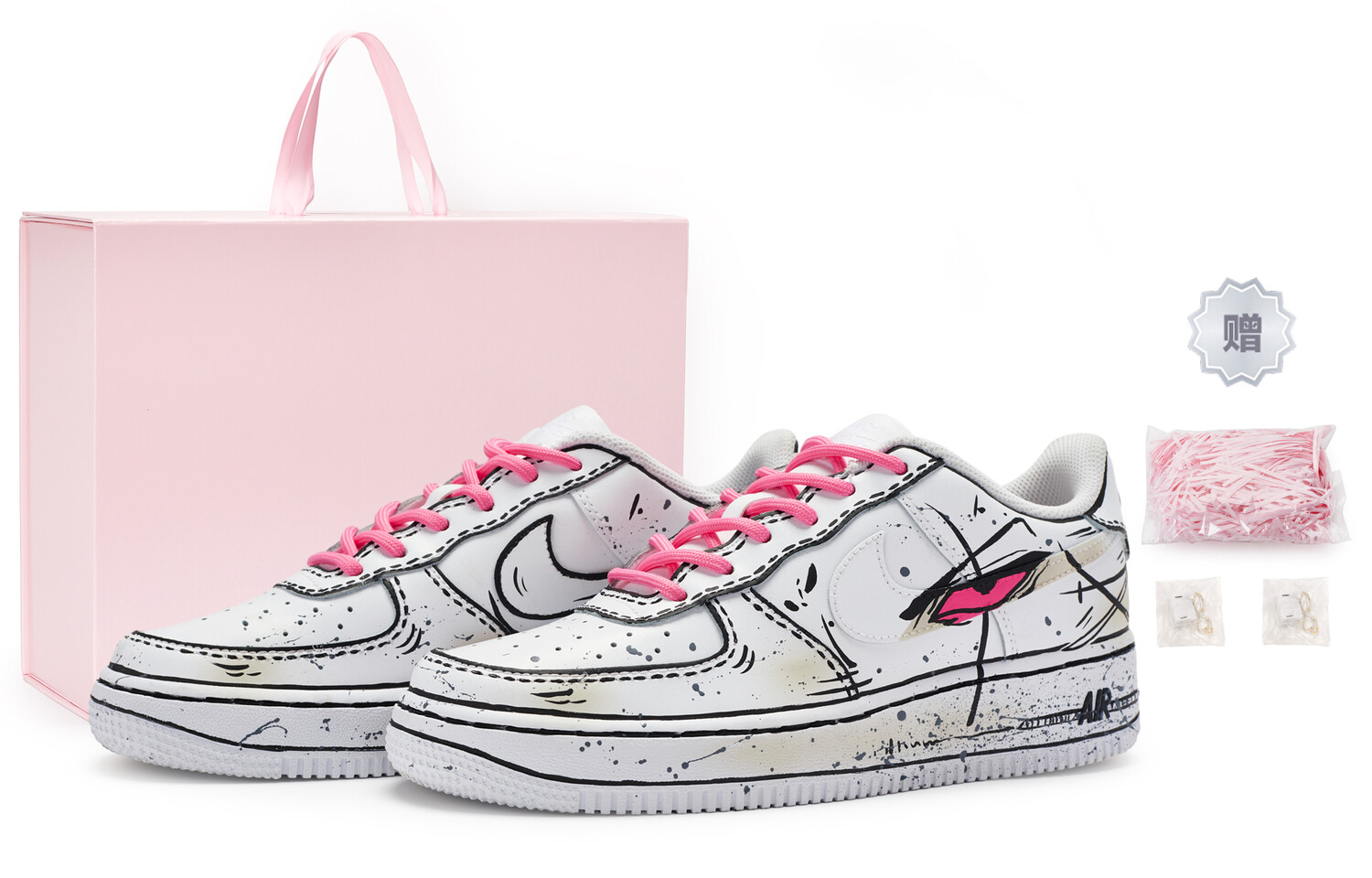 

Кроссовки Air Force 1 для скейтбординга мужские низкие черный/розовый Nike