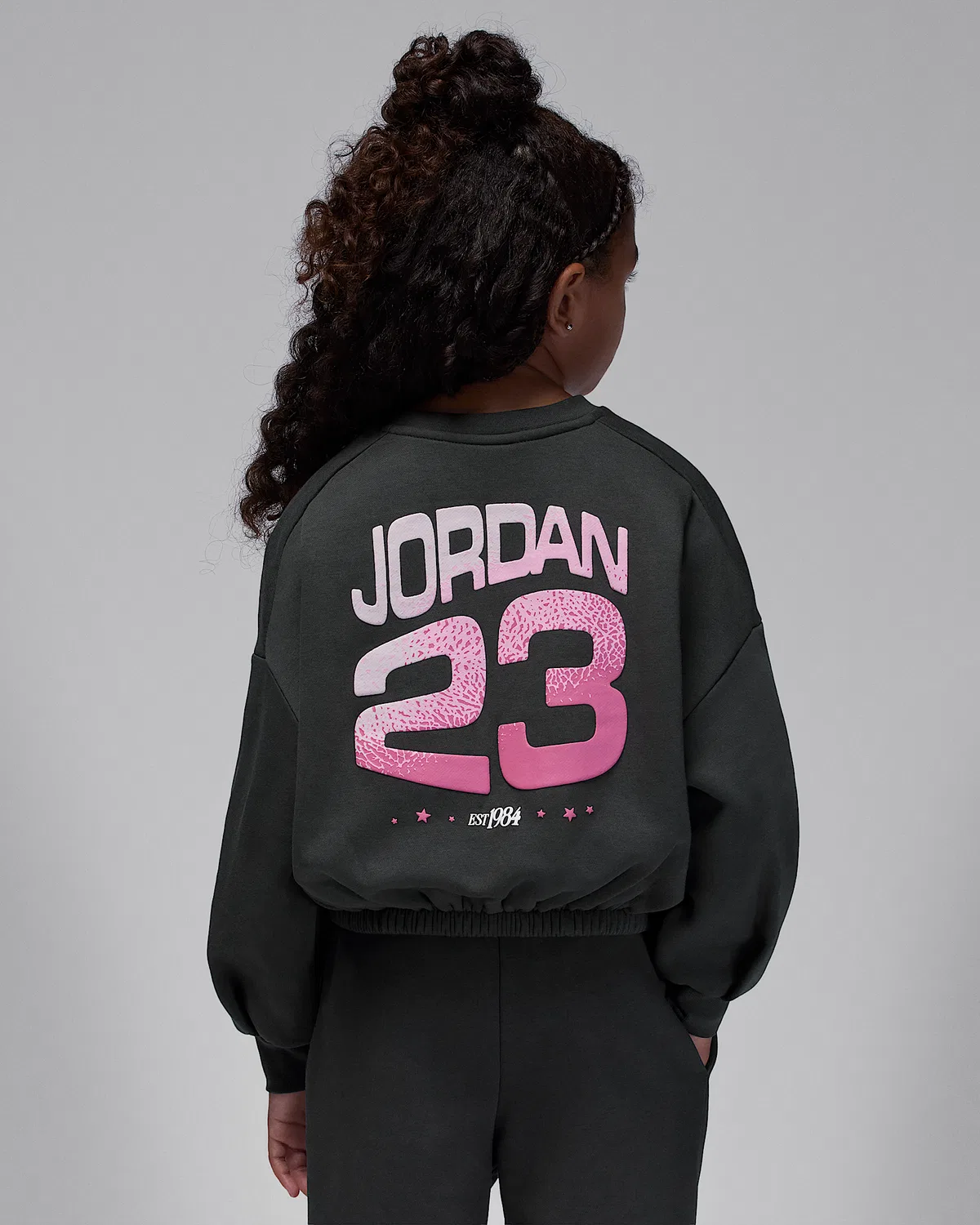 Детская флисовая кофта с плиссе Jordan Jumpman Club, Off Noir/Pink/White — фото 2