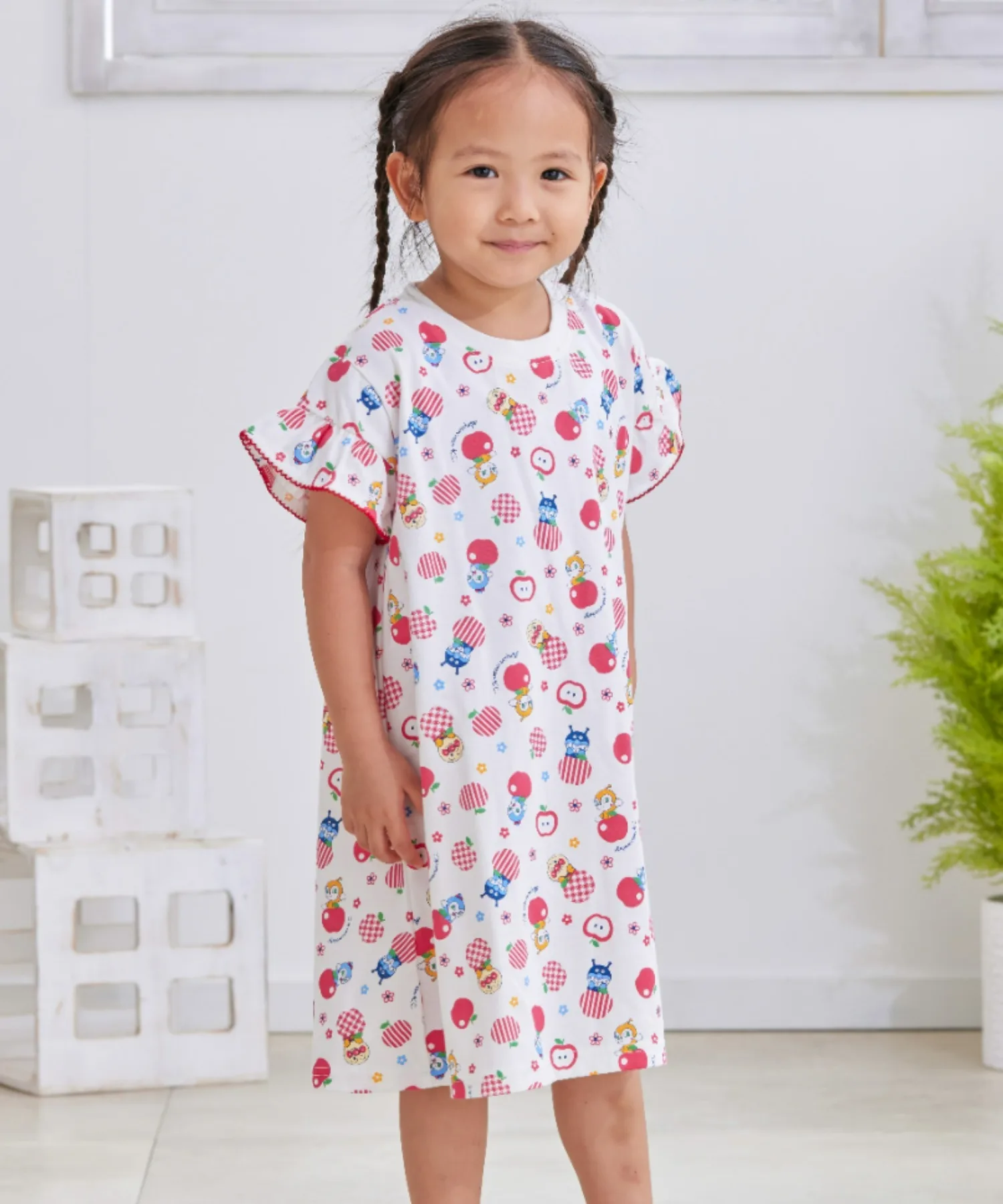 Детское платье с короткими рукавами Anpanman Kids Collection Apple off-white