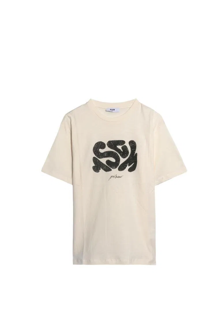 Футболка, хлопок, для детей Msgm, бежевый — фото 4