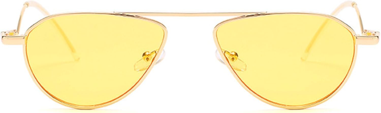 

Ретро-солнцезащитные очки «кошачий глаз» маленького размера для женщин и мужчин, модные в стиле 90-х, с металлической оправой, золотистой овальной формой mincl, Yellow