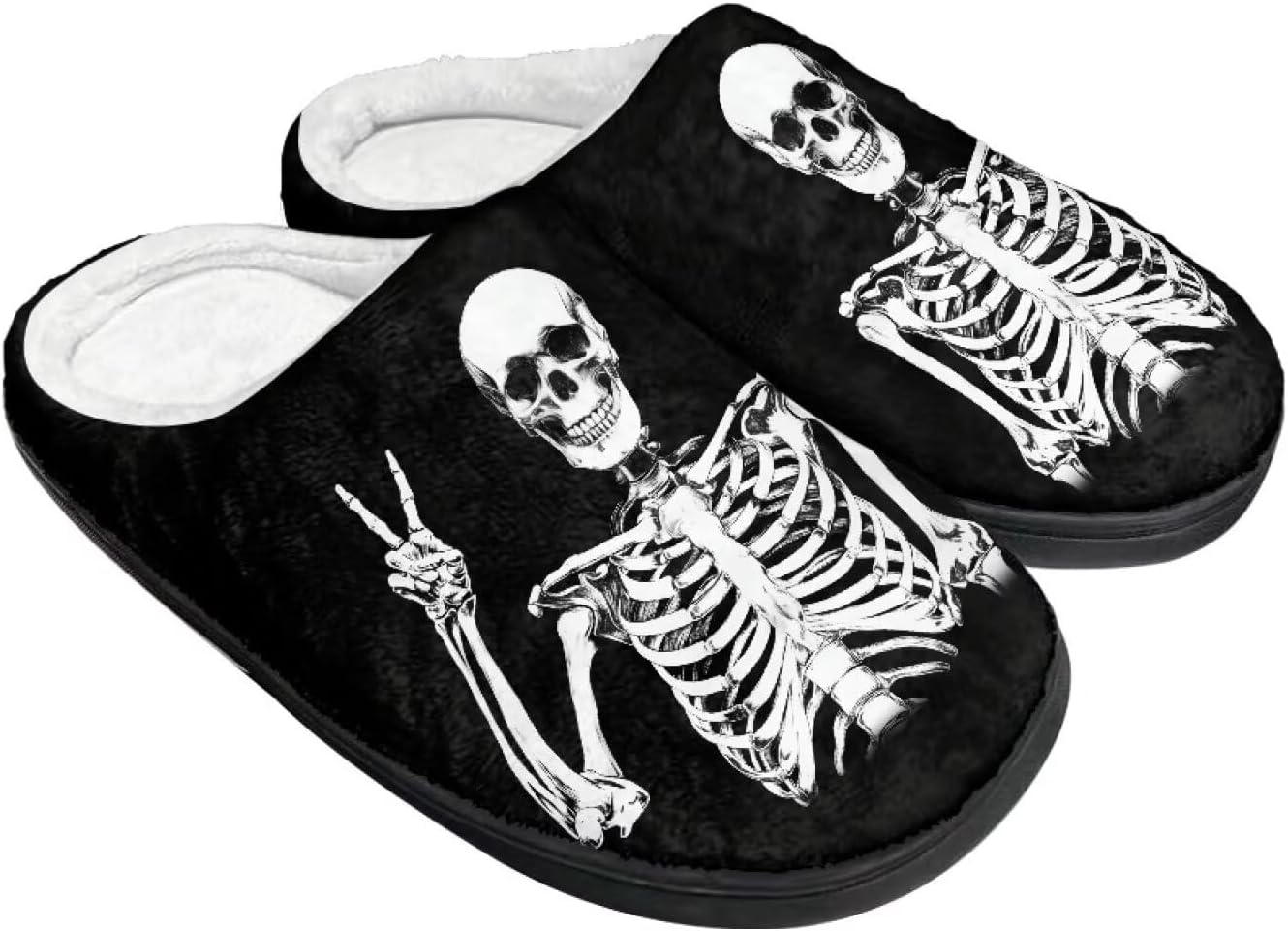 

Женские уютные пушистые тапочки унисекс с легким надеванием, повседневные домашние тапочки для спальни с противоскользящей подошвой для мужчин Tomeusey, Skeleton