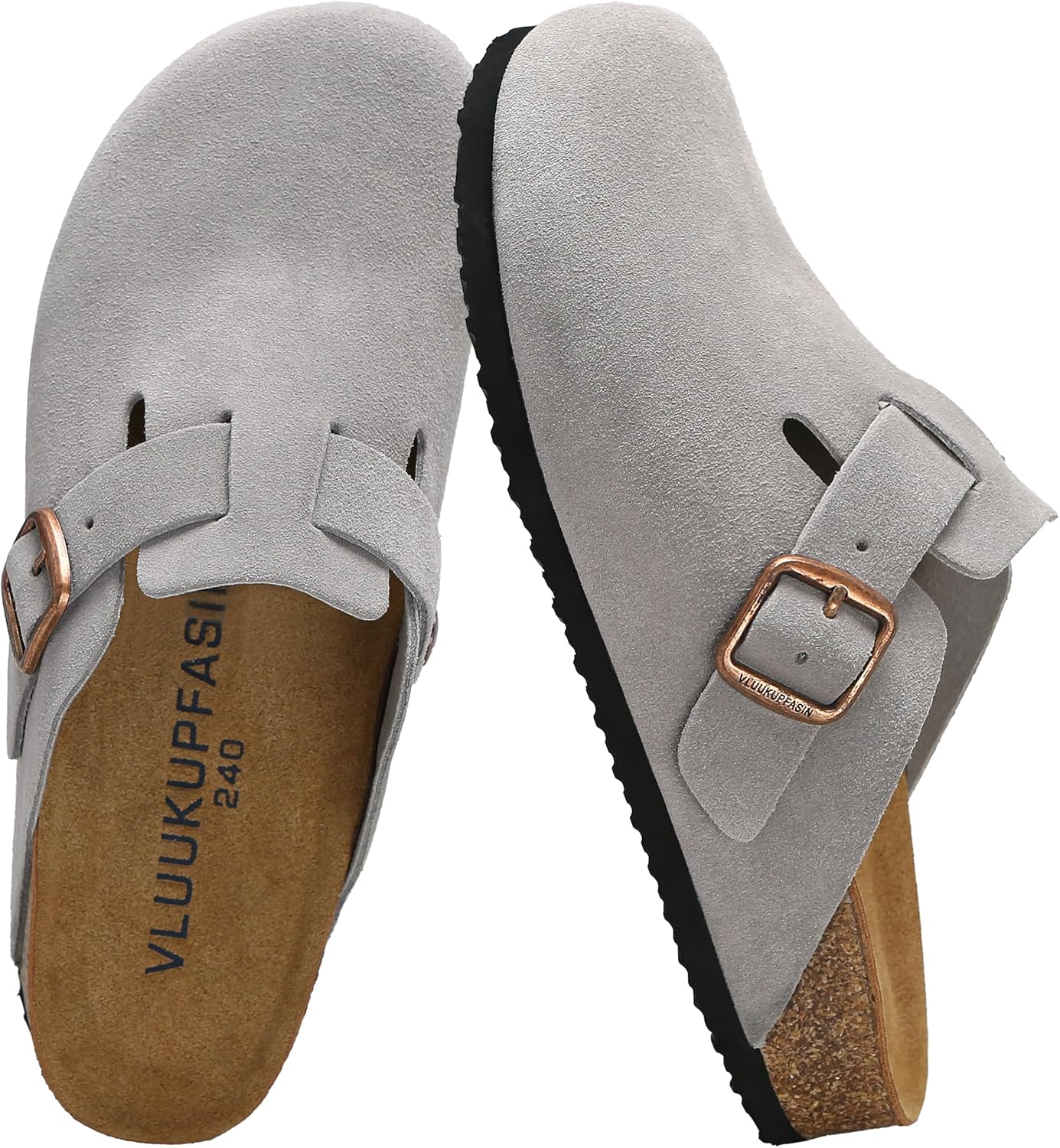 

Женские сабо VLUUKUPFASIN из натуральной замши для женщин и мужчин, удобные мюли с поддержкой свода стопы и «картофельные» туфли на ремешке с регулируемой пряжкой, повседневная обувь унисекс, серый