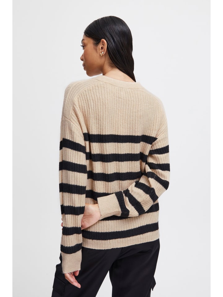 

B. young Вязаный свитер BYONEMA с открытым воротником, стандартный крой, черный