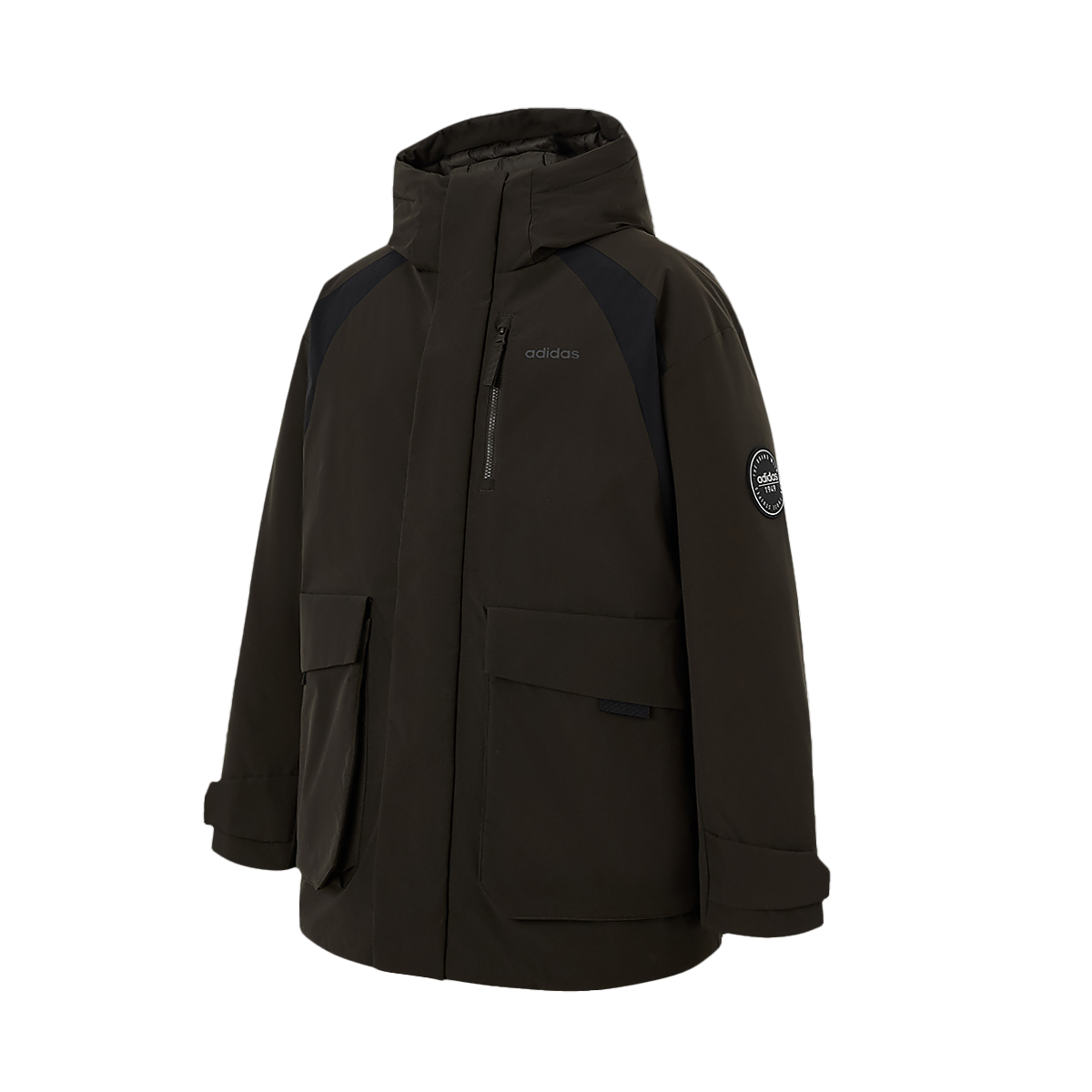 Adidas Мужская пуховая куртка темно-коричневого цвета, Dark Umber — фото 3