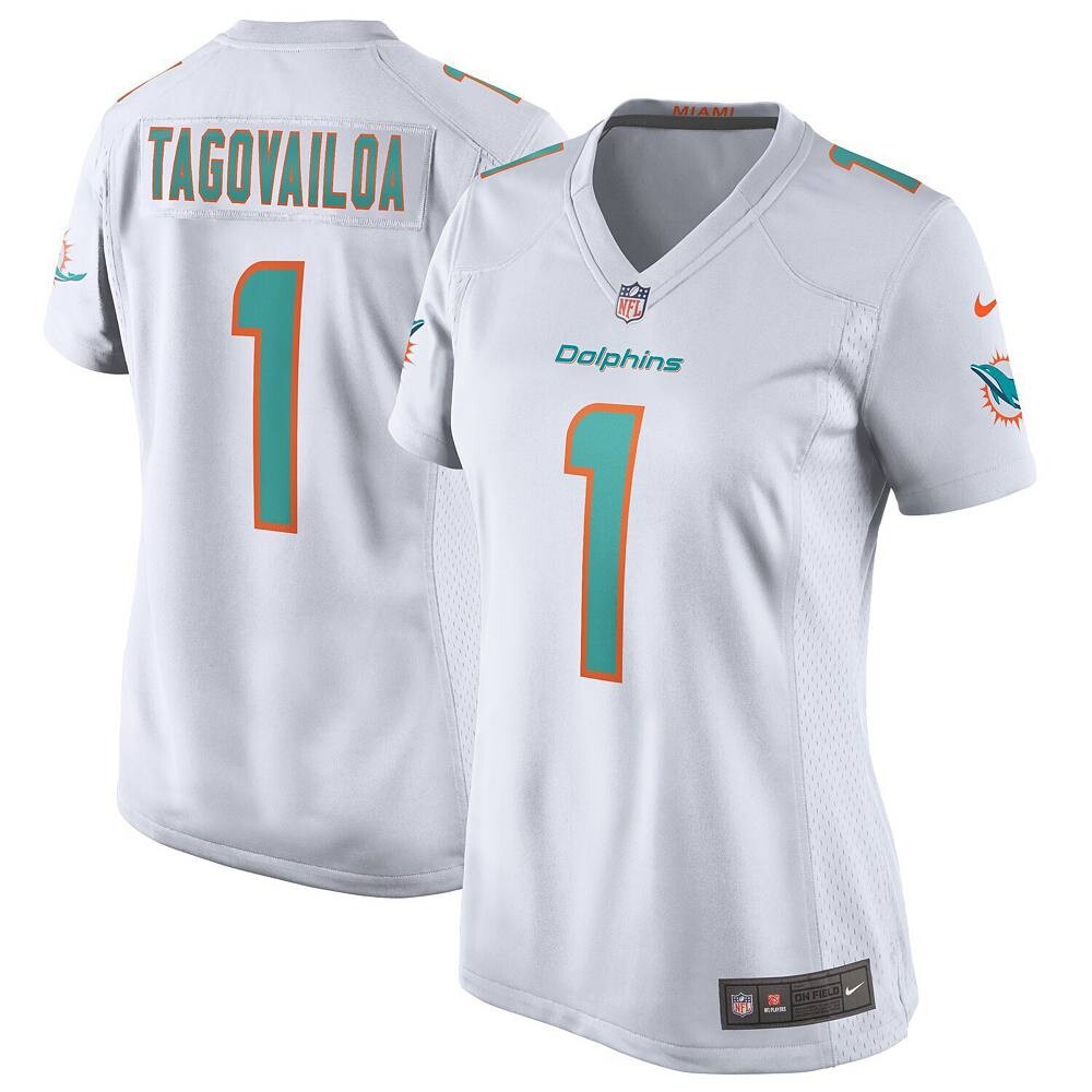 Женское белое джерси Nike Tua Tagovailoa Miami Dolphins Game, цвет Dol White — фото 2