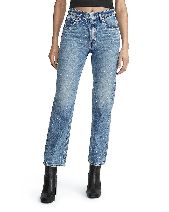 

Прямые джинсы Harlow с отделкой Everly Jewel rag & bone, синий
