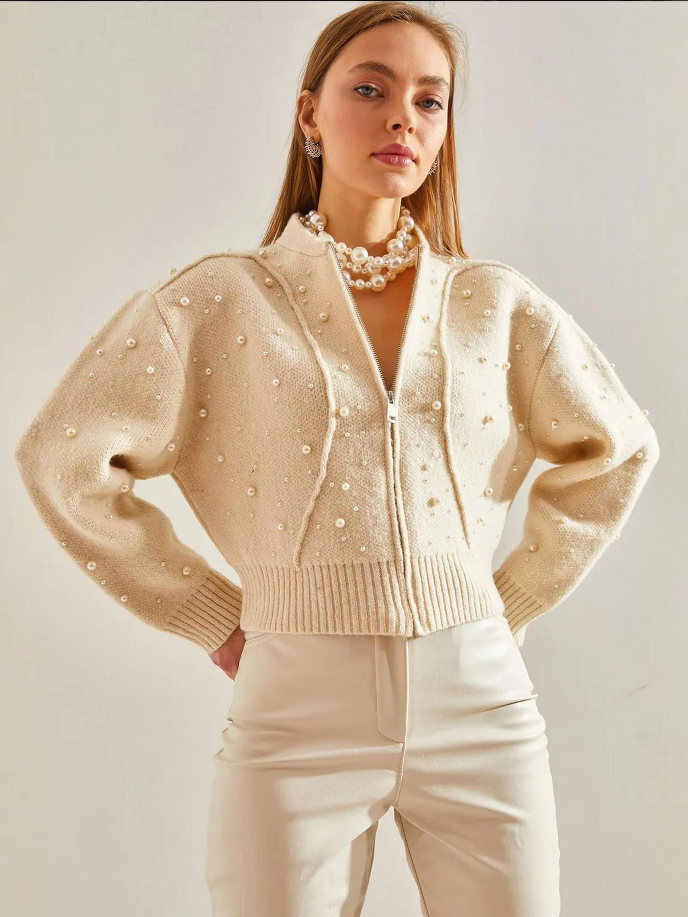 

Bianco Lucci Вязаный кардиган в бежевом цвете