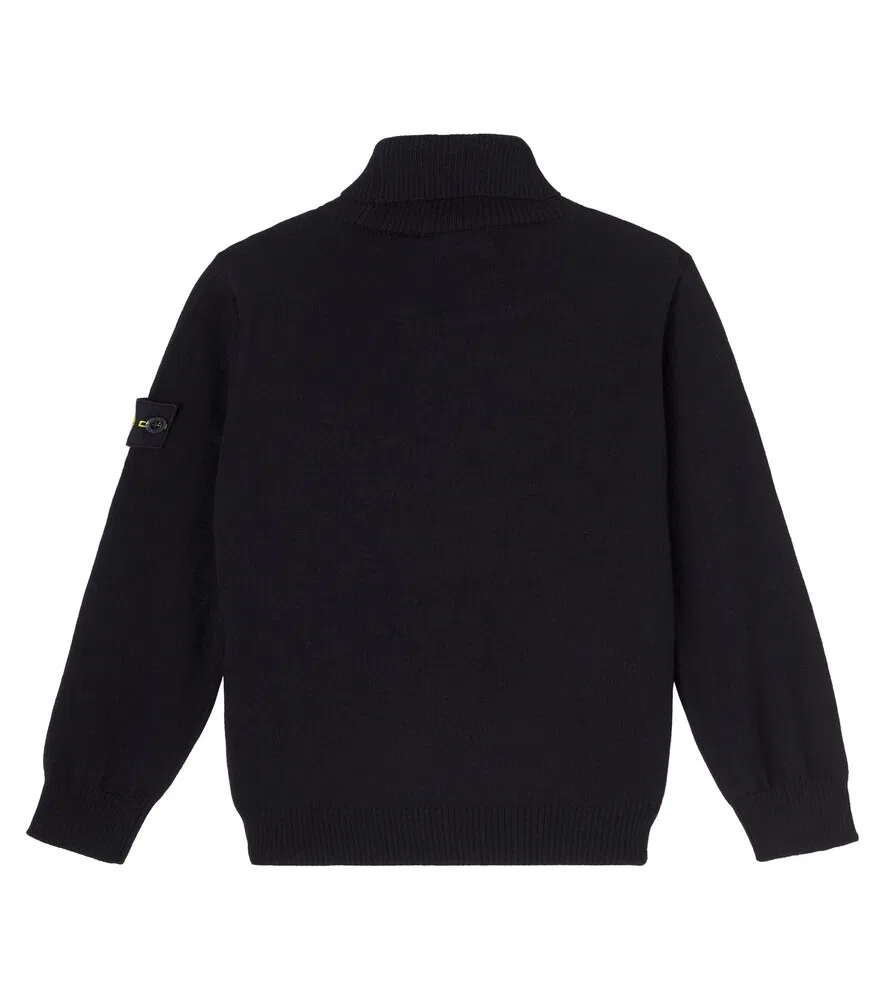 Свитер-водолазка из натуральной шерсти Compass Stone Island Junior, черный — фото 4