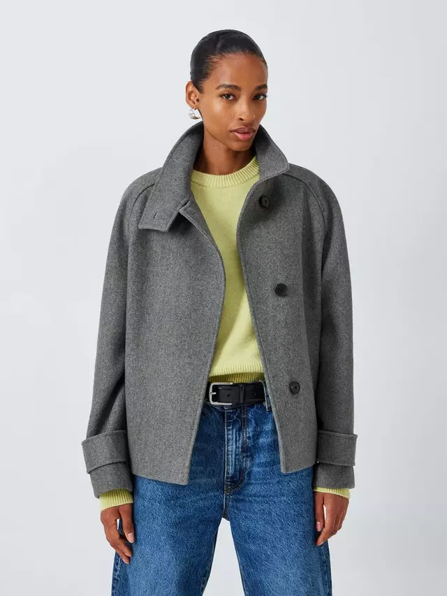 

Пальто John Lewis Textured Short Funnel Neck, серый