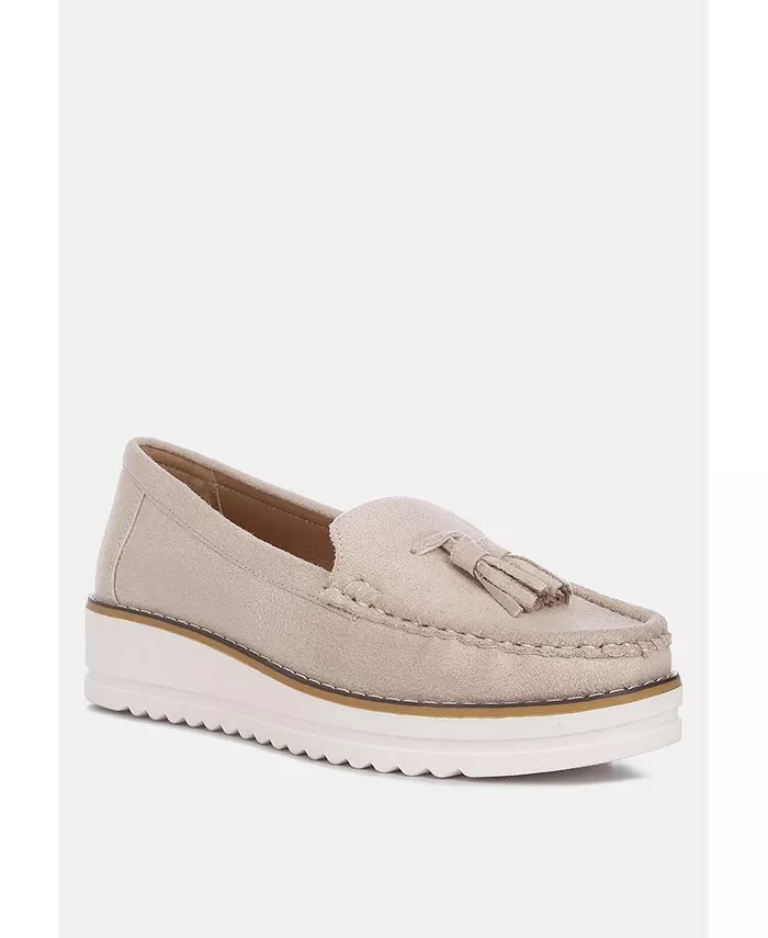 Daiki Platform Lug Sole Tassel Loafers для женщин London Rag, загар/бежевый — фото 2