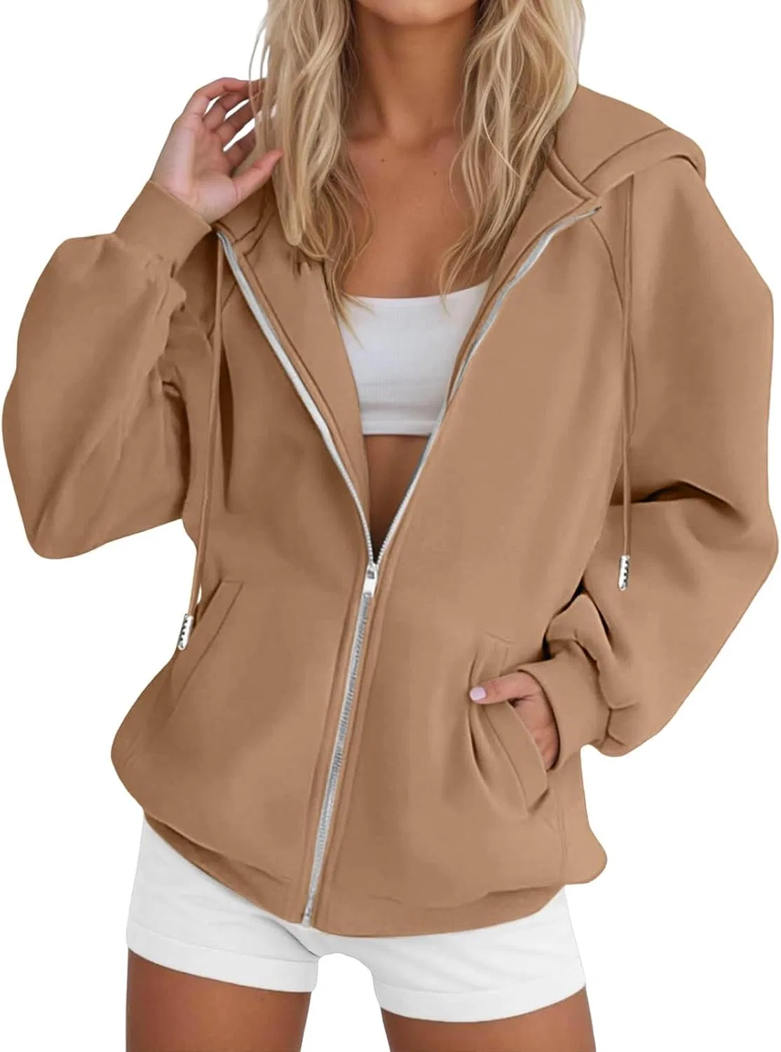 Толстовка на молнии женская, бренд Generic, цвет 01_khaki