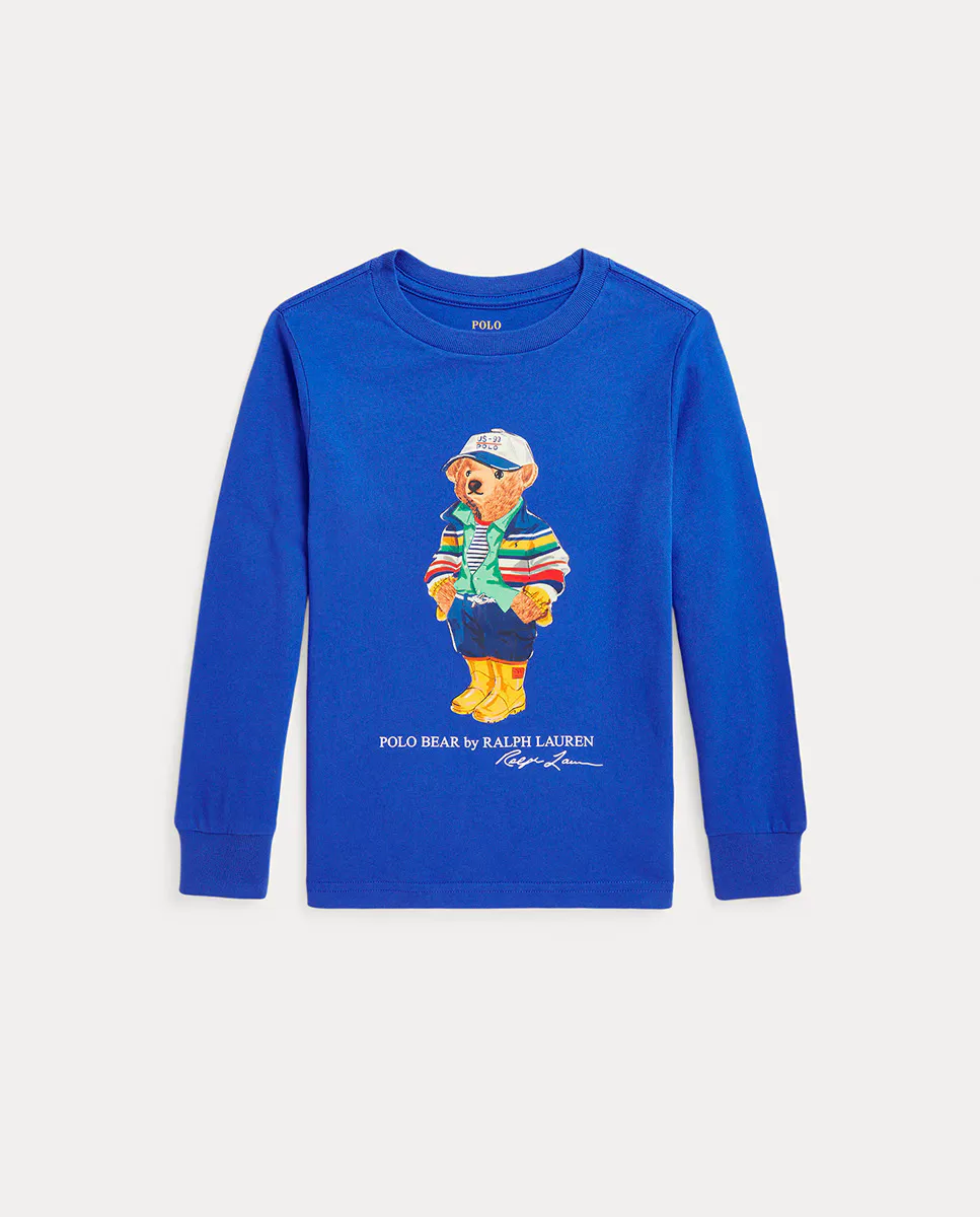 

Футболка из хлопка для мальчика с медведем Поло Polo Ralph Lauren, синий