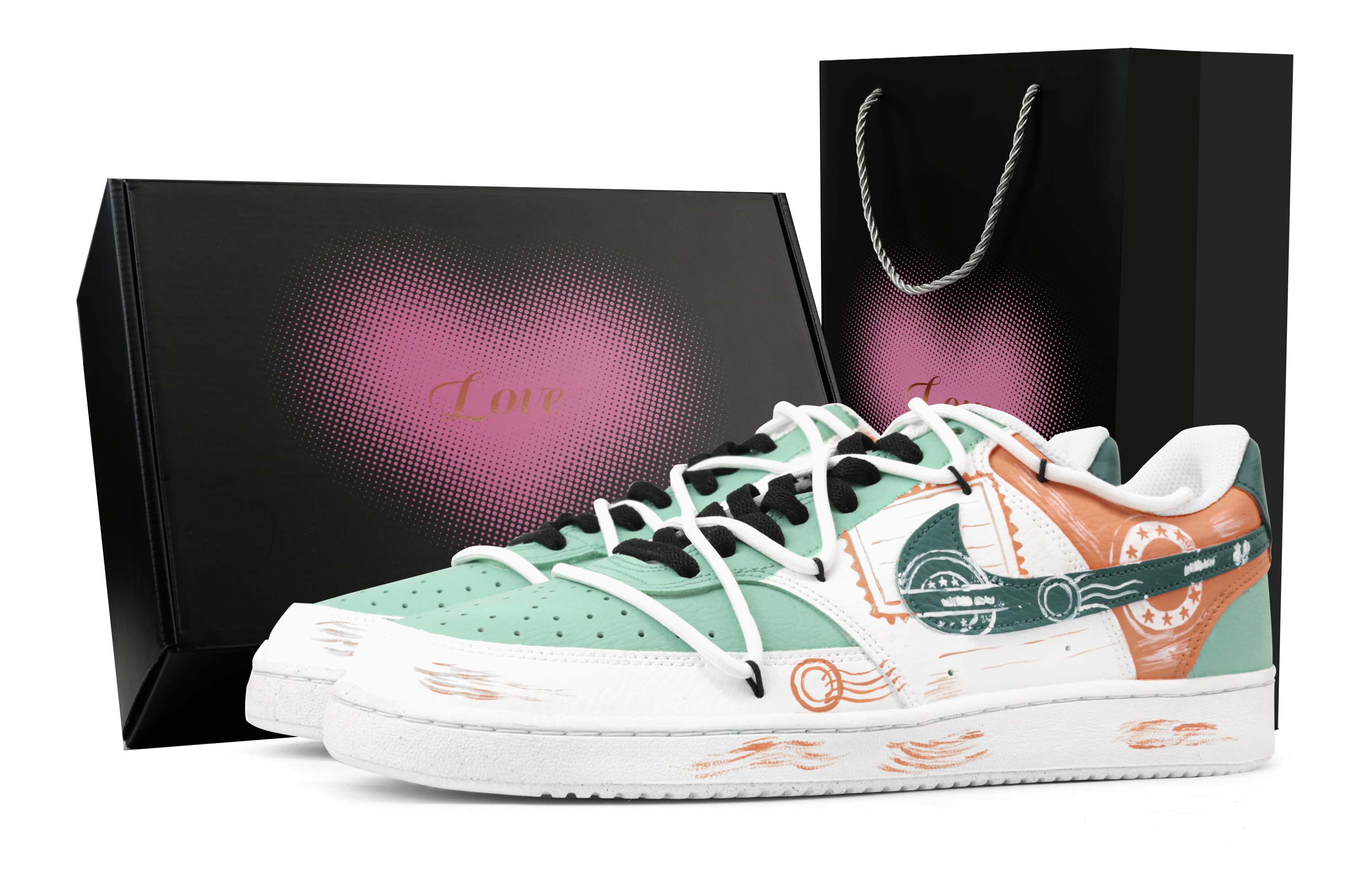 

Nike Кроссовки для скейтборда Court Vision 1 Era Change, износостойкие, низкие, мужские, оранжево-зеленые