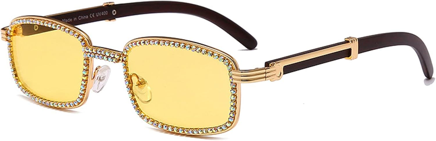

Модные прямоугольные солнцезащитные очки для женщин, стильные солнцезащитные очки с кристаллами, блестящие очки с бриллиантами, роскошные очки со стразами, защита от ультрафиолета UV400 mincl, Yellow