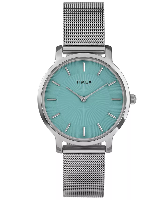 

Женские кварцевые часы с аналоговым циферблатом в серебристом корпусе из нержавеющей стали, 34 мм Timex