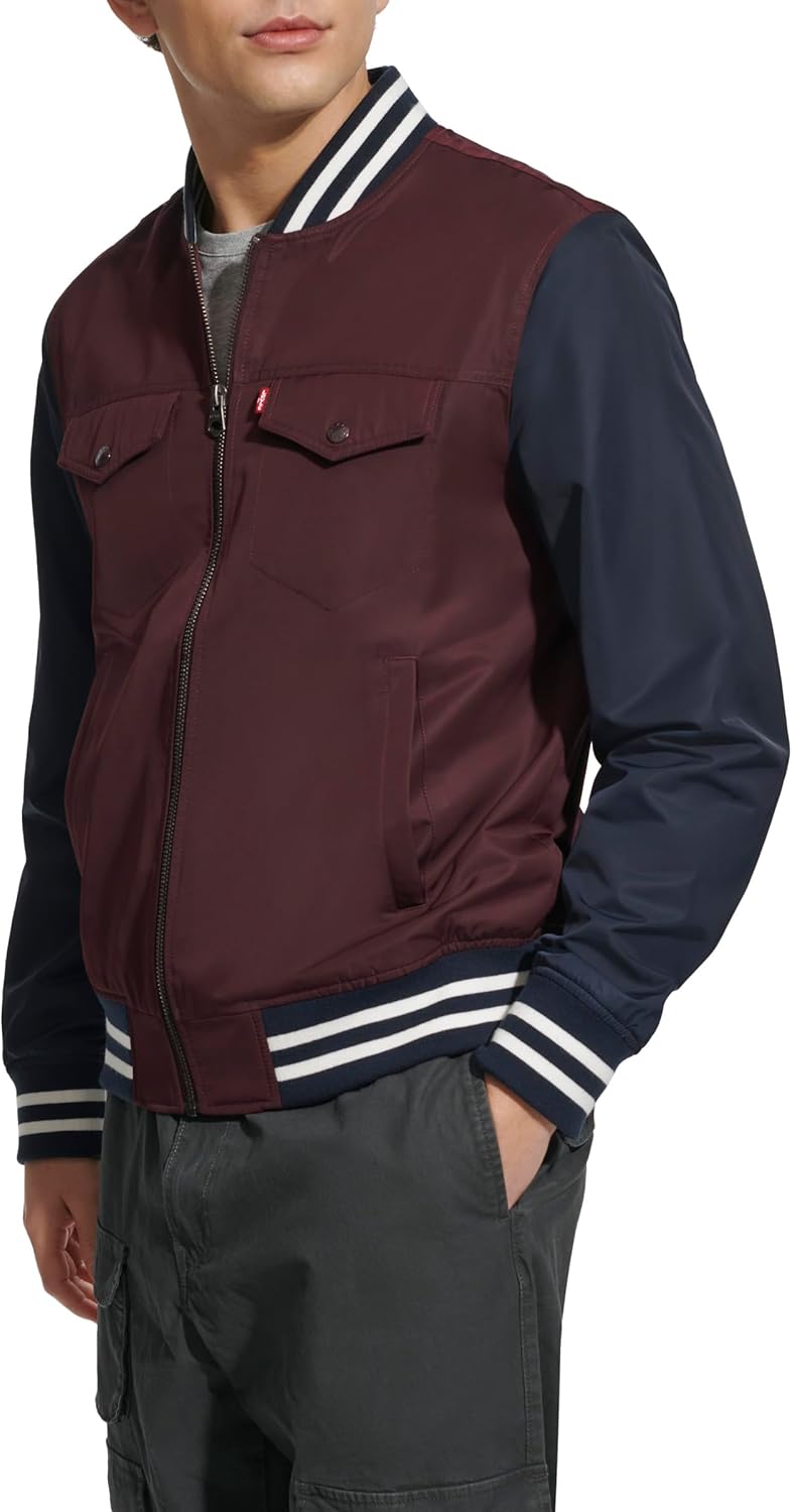 Мужская университетская куртка-бомбер Levi's Colorblock, Wine Colorblock — фото 2