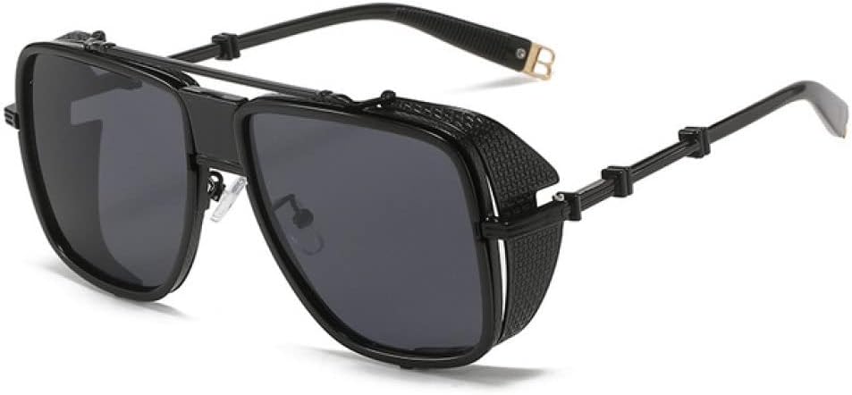 

Круглые солнцезащитные очки в стиле стимпанк для мужчин, ретро-очки с металлическим двойным пружинным механизмом для женщин, солнцезащитные очки UV400 LANGSER, Black Black