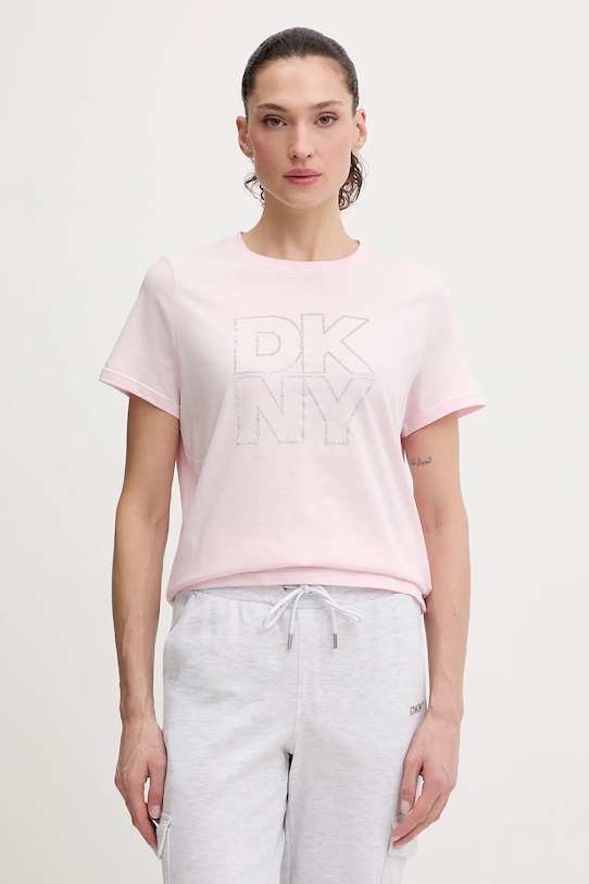 

Хлопковая футболка DKNY, розовый