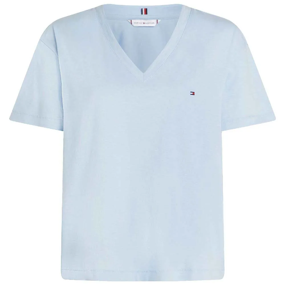 

Футболка Tommy Hilfiger Slub Cropped short sleeve v neck, синий
