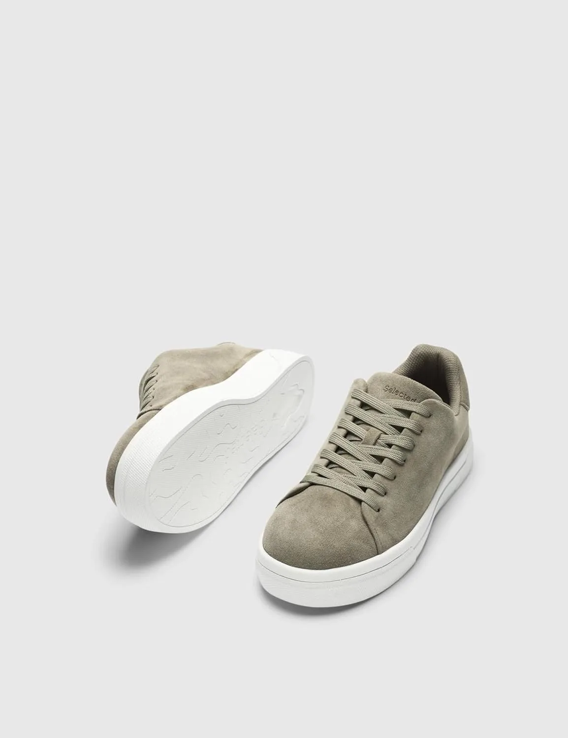 Мужские массивные замшевые кроссовки Slhdavid Chunky Suede Trainers 2.0 Noos Selected Men, зеленый — фото 4