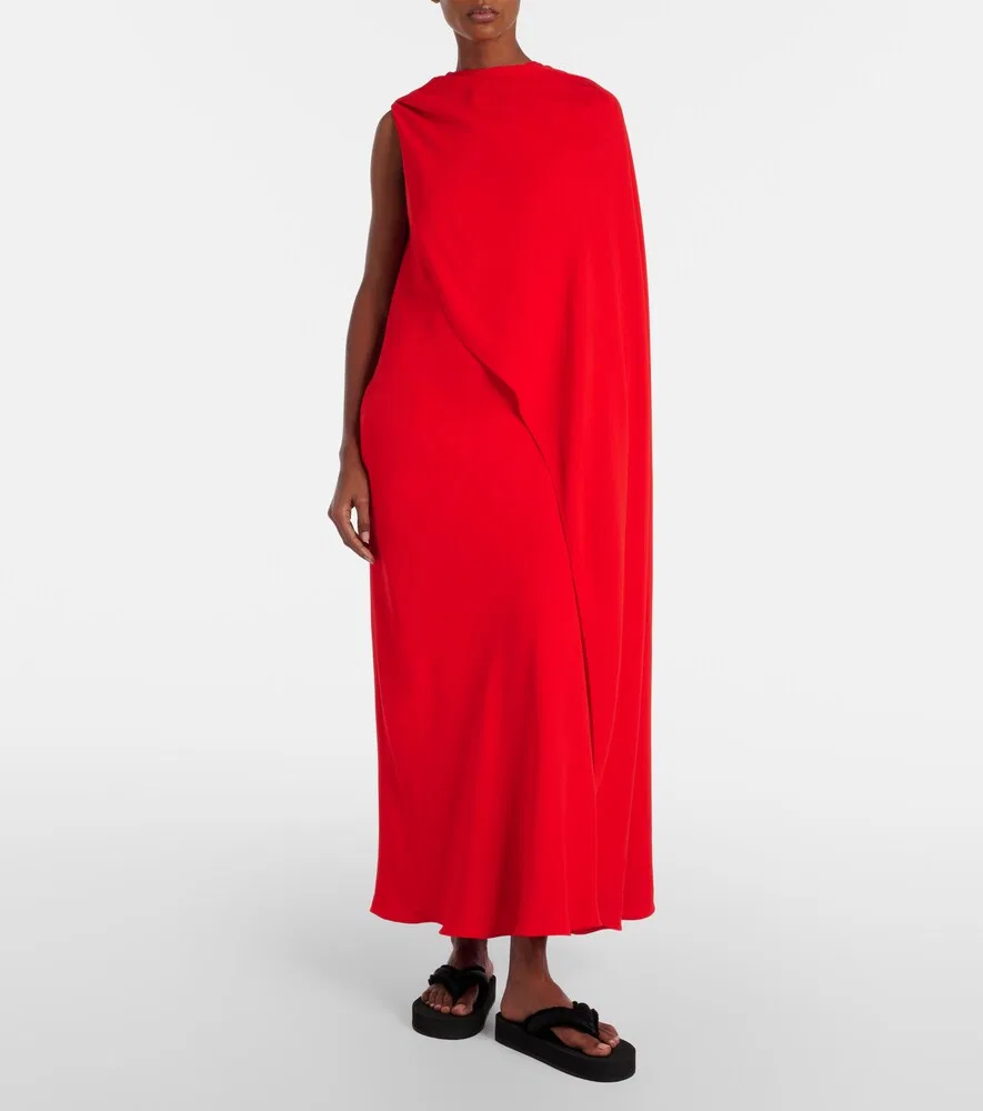 Платье с открытой спиной и накидкой Balenciaga, красный — фото 2