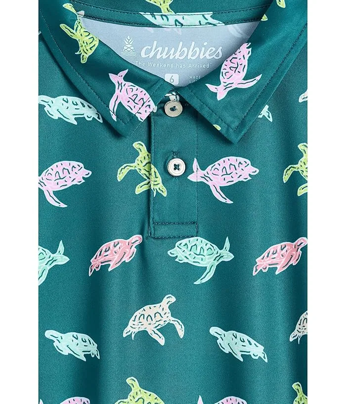 Рубашка The Lil Turtally Awesome Performance Polo Chubbies Kids, Bright Green/Pattern Base — фото 3