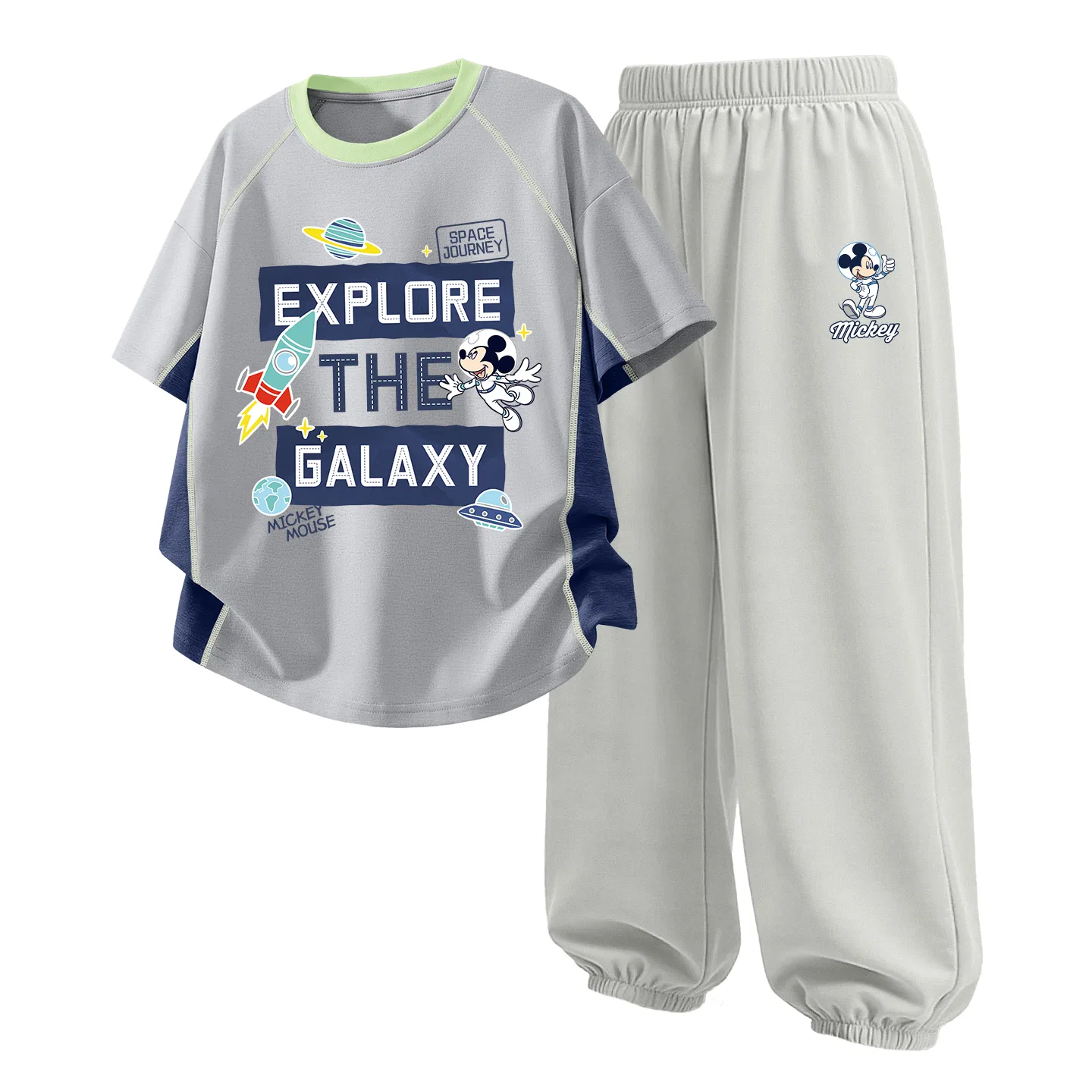 Детская повседневная спортивная футболка с круглым вырезом Disney, Di Space Magic Gray+Di Astronaut K Glacier Gray