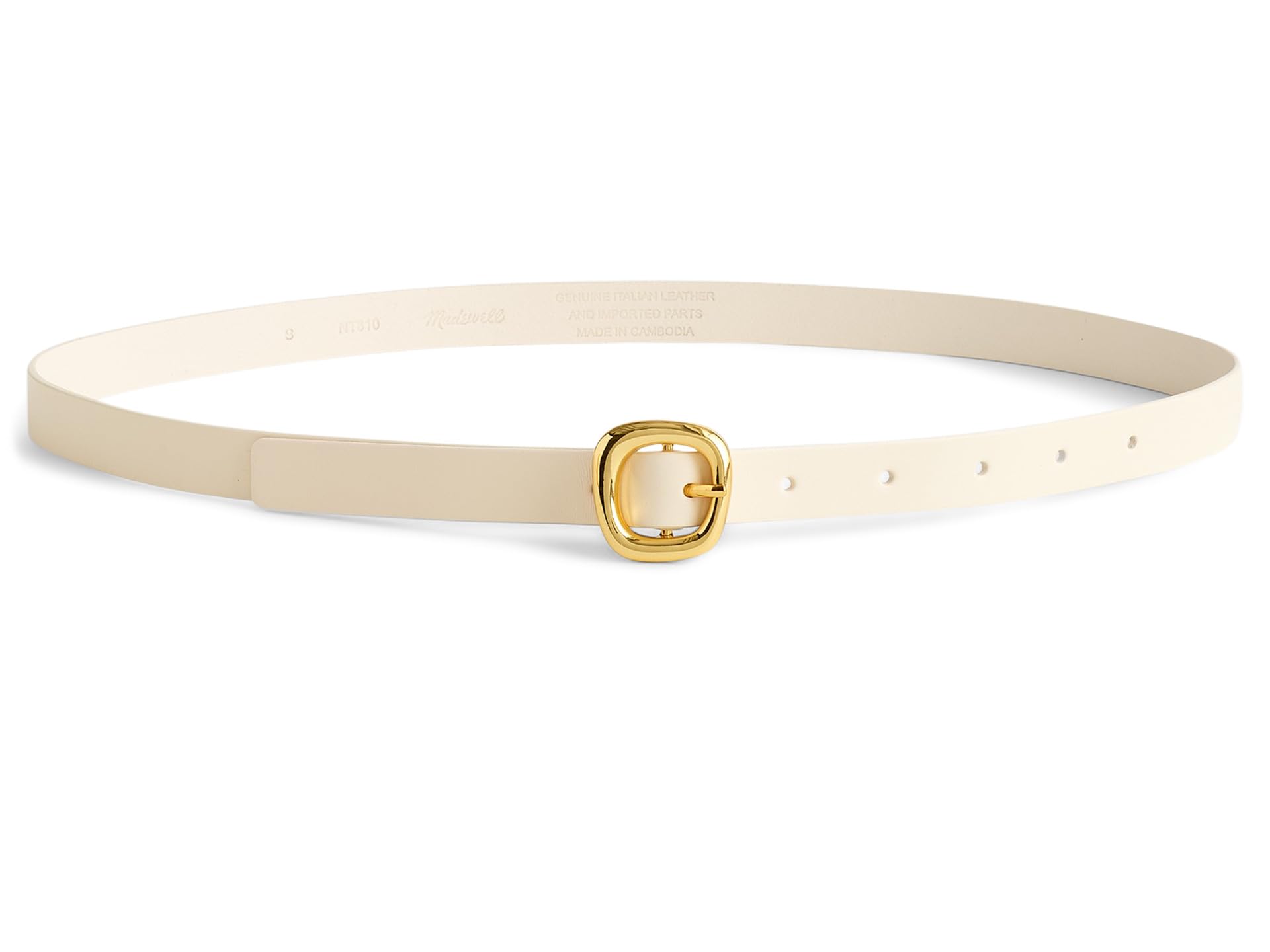 

Ремень Madewell Skinny Puffy Buckle Belt, слоновая кость