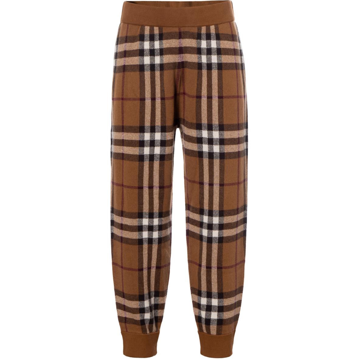 

Клетчатые кашемировые спортивные брюки Burberry, Birch Brown