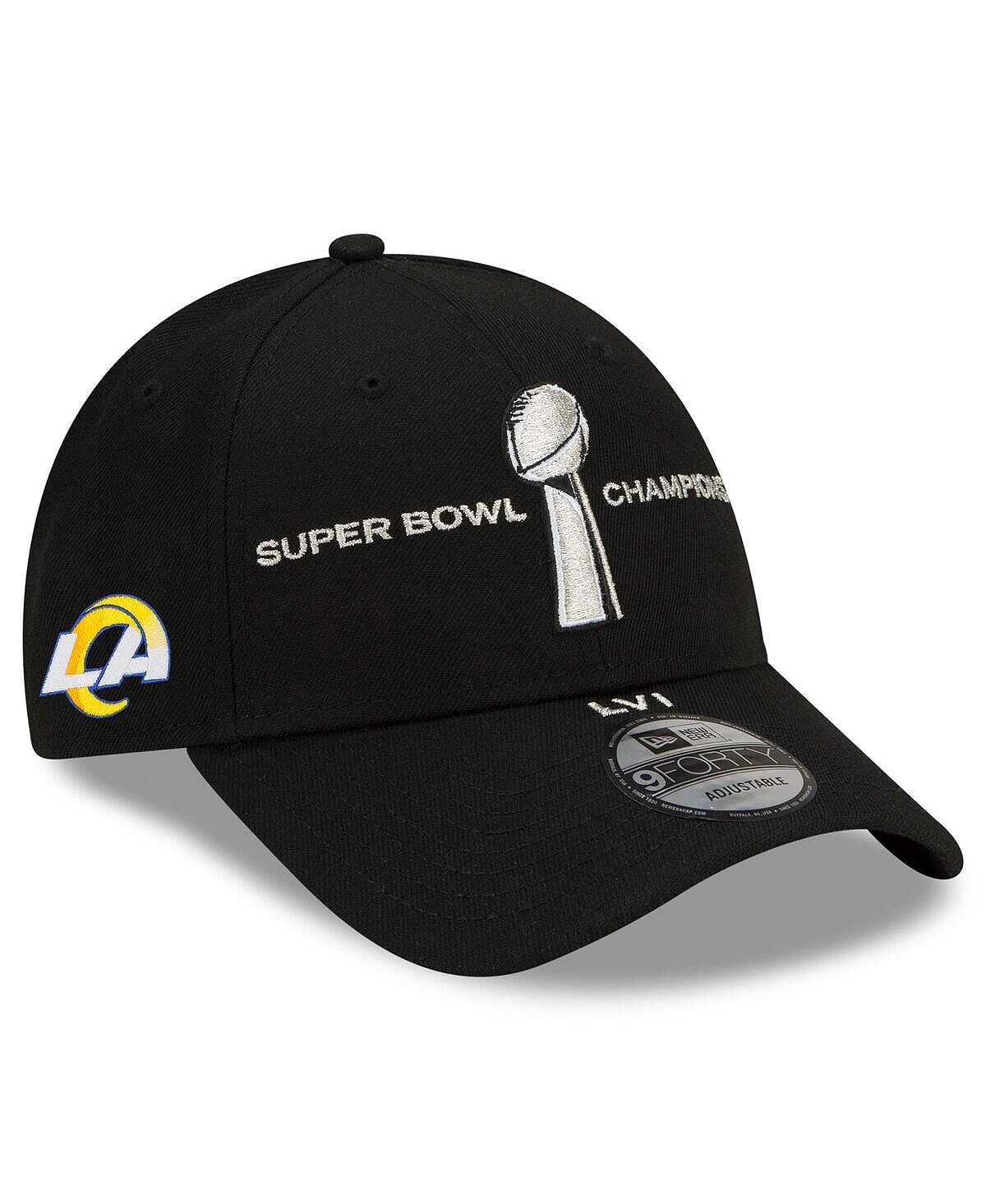 

Мужская черная регулируемая кепка Los Angeles Rams Super Bowl LVI Champions Parade 9FORTY Snapback New Era