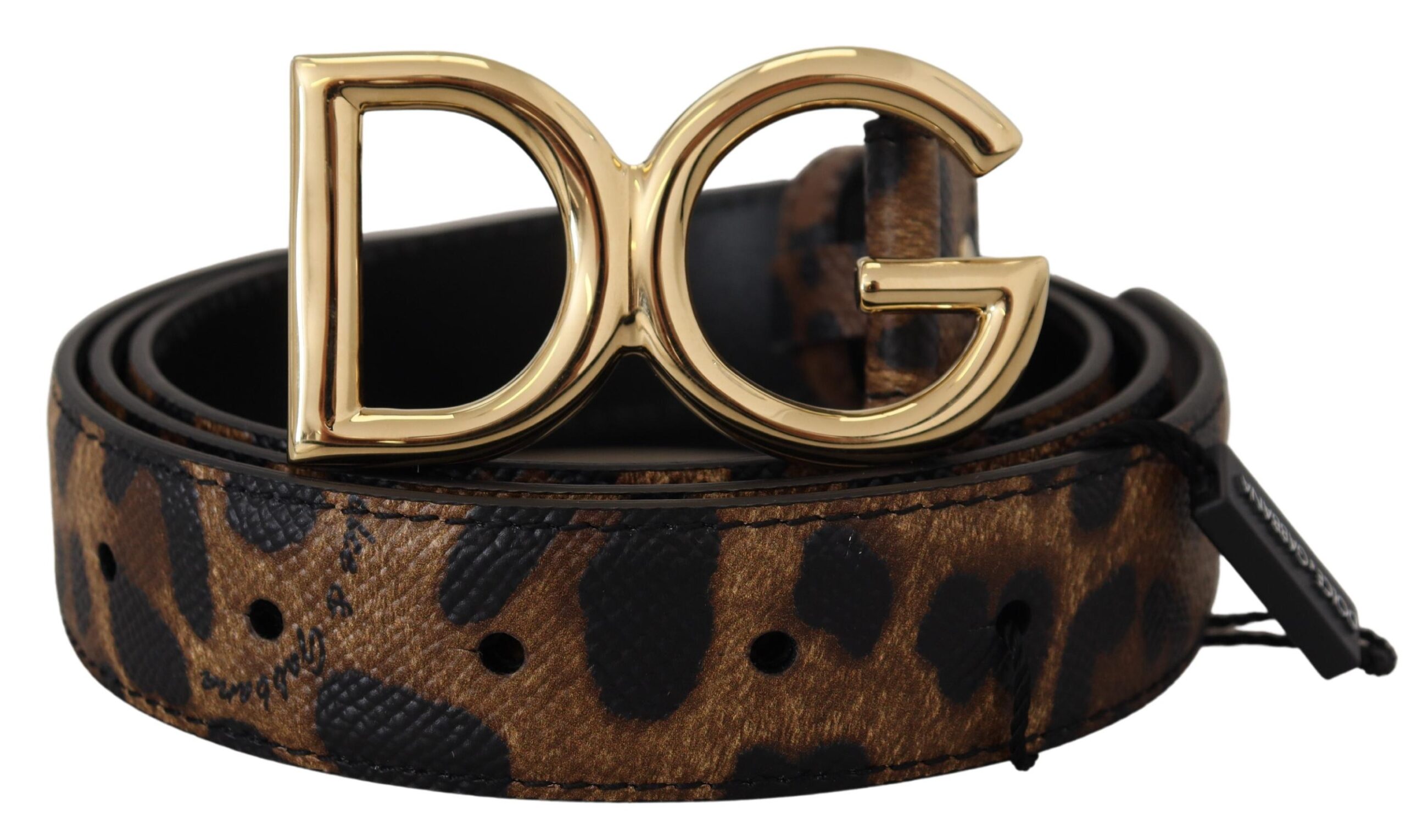 

Коричневый кожаный ремень с леопардовым принтом и металлической пряжкой Dolce & Gabbana