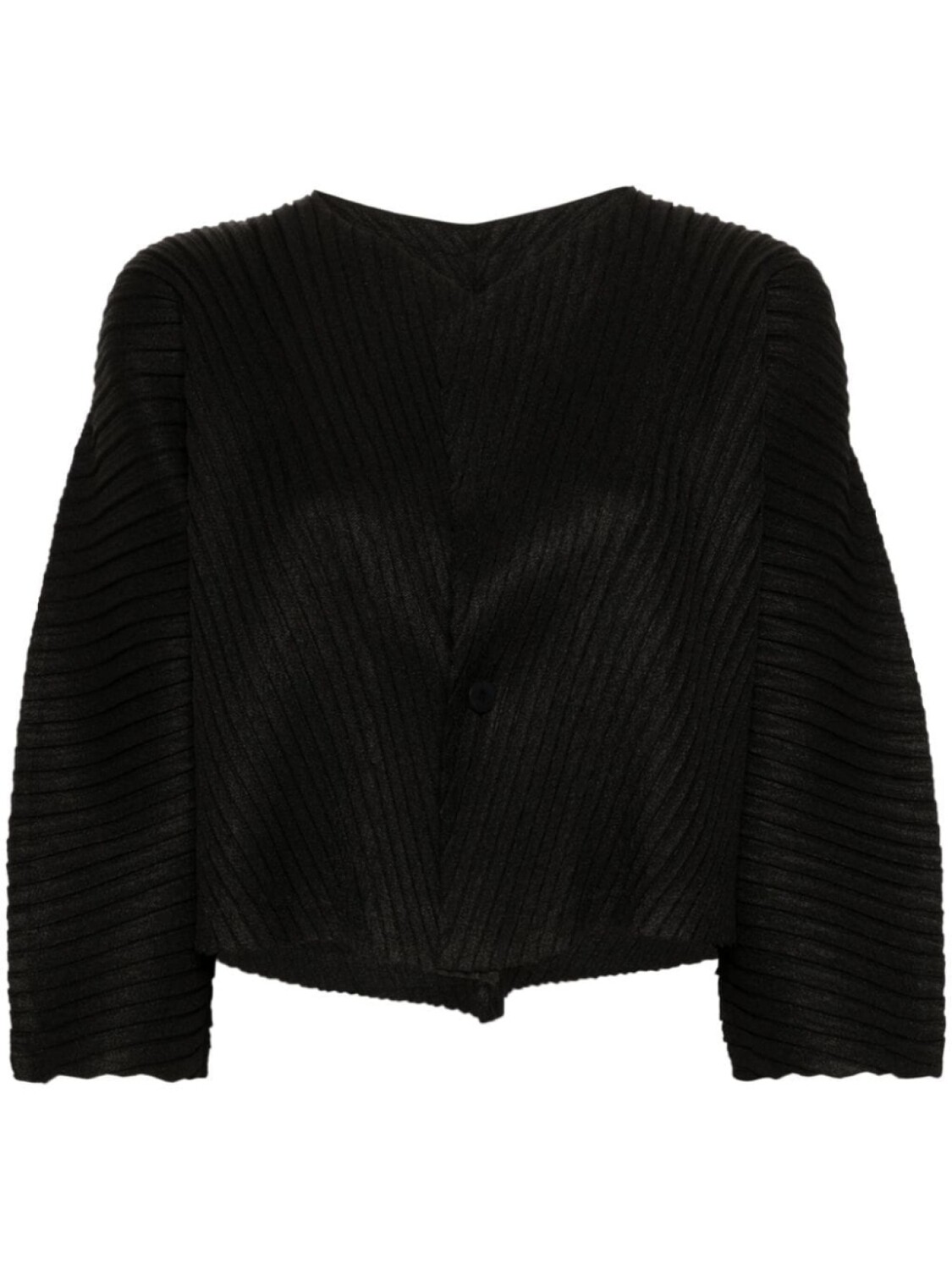 

Issey Miyake укороченная куртка Linen Like Pleats, черный