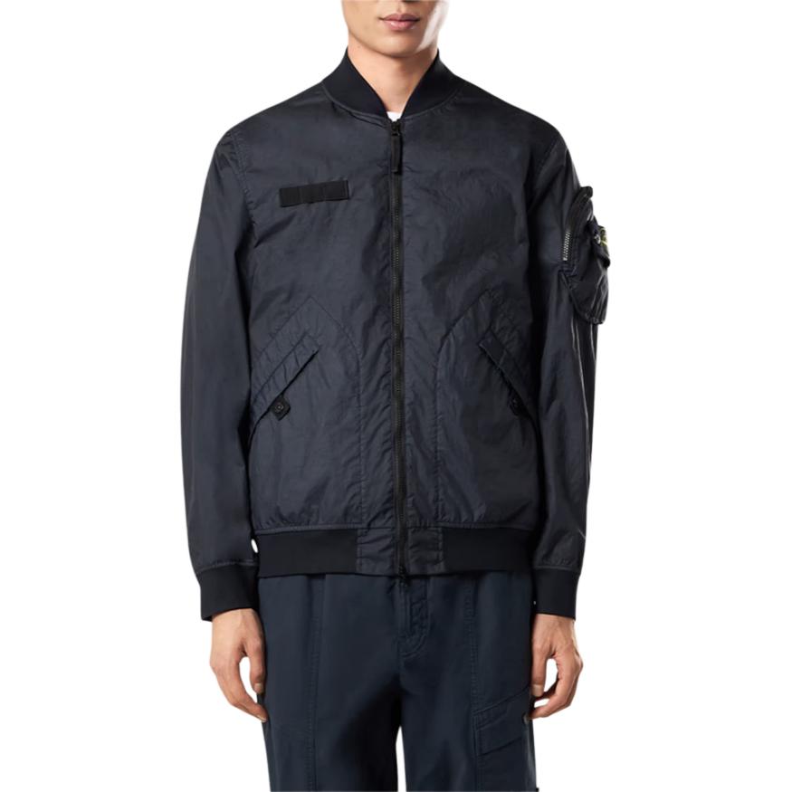 STONE ISLAND Куртка-бомбер на молнии с нашивкой с логотипом, Marine Blue — фото 4