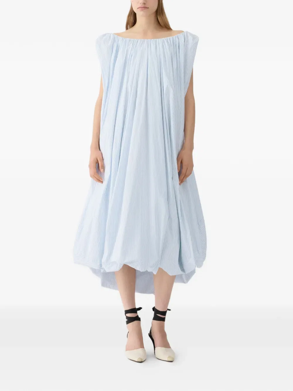 Полосатое платье со сборками Jacquemus, синий — фото 2