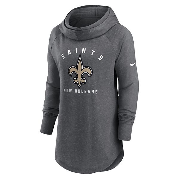 Женский свитшот с капюшоном и воротником-воронкой New Orleans Saints в цвете heather charcoal Nike — фото 3