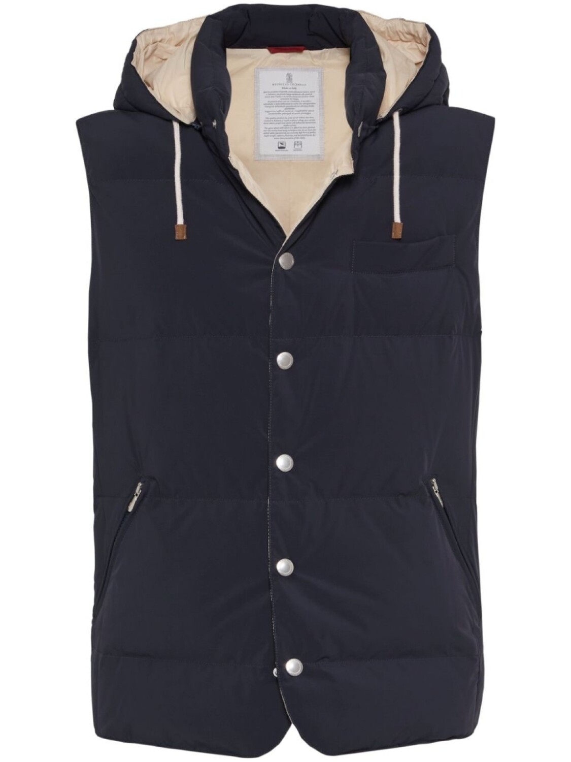 

Дутый жилет с капюшоном Brunello Cucinelli, синий