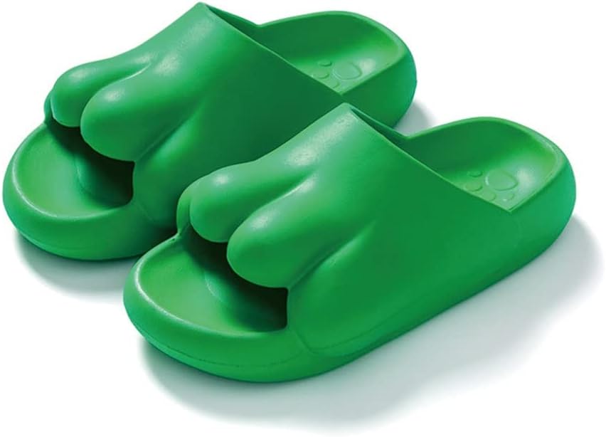 

Тапочки без застежки для женщин и мужчин, милые с лапками медведя, нескользящие, легкие, плоские сандалии, шлепанцы для душа, мягкие домашние тапочки для дома, сада, ванной комнаты или у бассейна Hsqma, зеленый