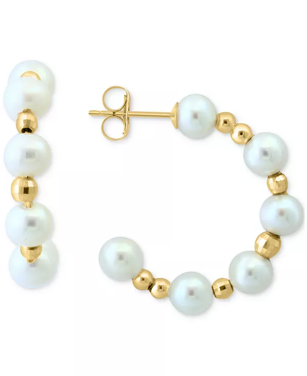 

Маленькие серьги-кольца Effy из искусственного пресноводного жемчуга (4-1/2 мм) из 14-каратного желтого золота, 0,62 дюйма Effy Collection, gold