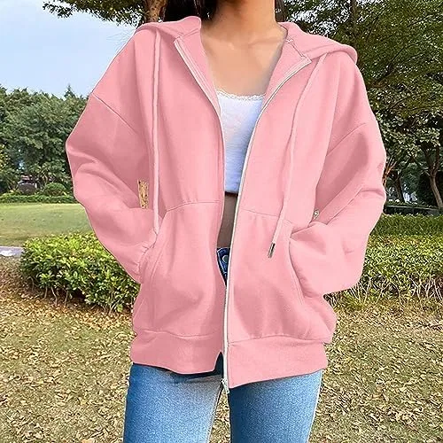 Женская толстовка на молнии, оверсайз, флисовая, бренд Generic, цвет A-3-pink