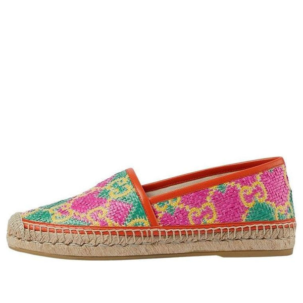 Кроссовки gg espadrille herringbone straw leather 'multicolour' Gucci, розовый
