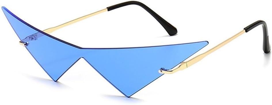 

Большие треугольные цельные женские солнцезащитные очки в винтажном стиле без оправы с прозрачными линзами цвета океана, модные мужские солнцезащитные очки «кошачий глаз» SKFGNX, Golden Blue