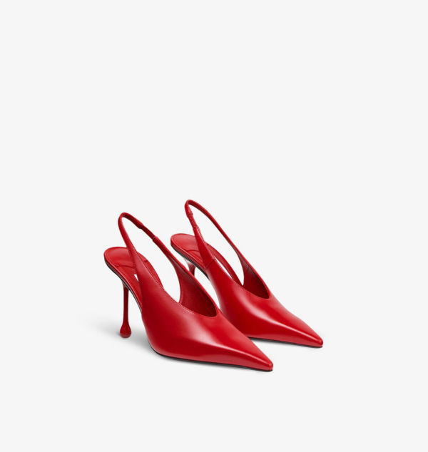 Туфли-Лодочки Isa 95 из кожи с открытой пяткой и каблуком Jimmy Choo, красный — фото 3