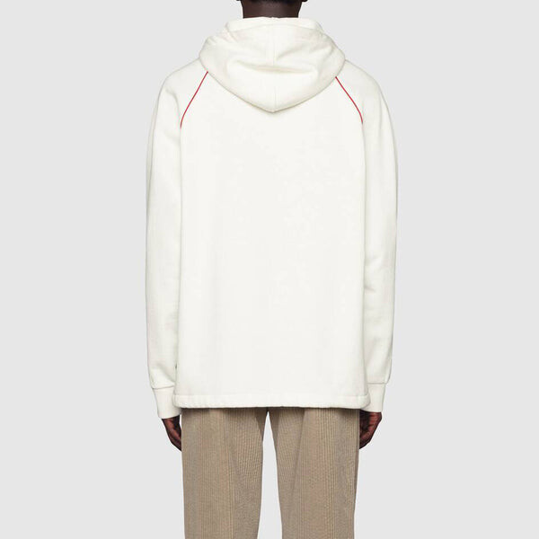 Толстовка Gucci Hooded Sweatshirt With Web & Gucci Label 'Ivory', цвет ivory/green/red — фото 3