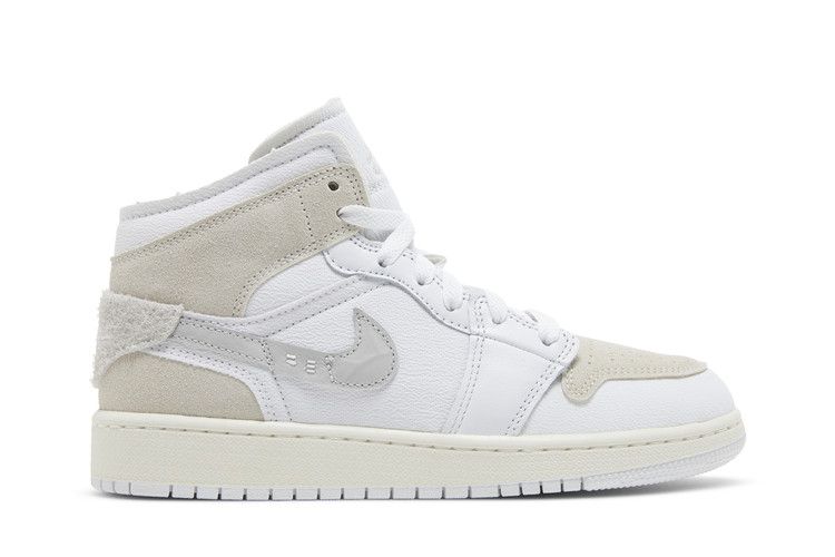 Кроссовки Air Jordan Air Jordan 1 Mid SE Craft GS 'Inside Out - White Sail', белый — фото 2