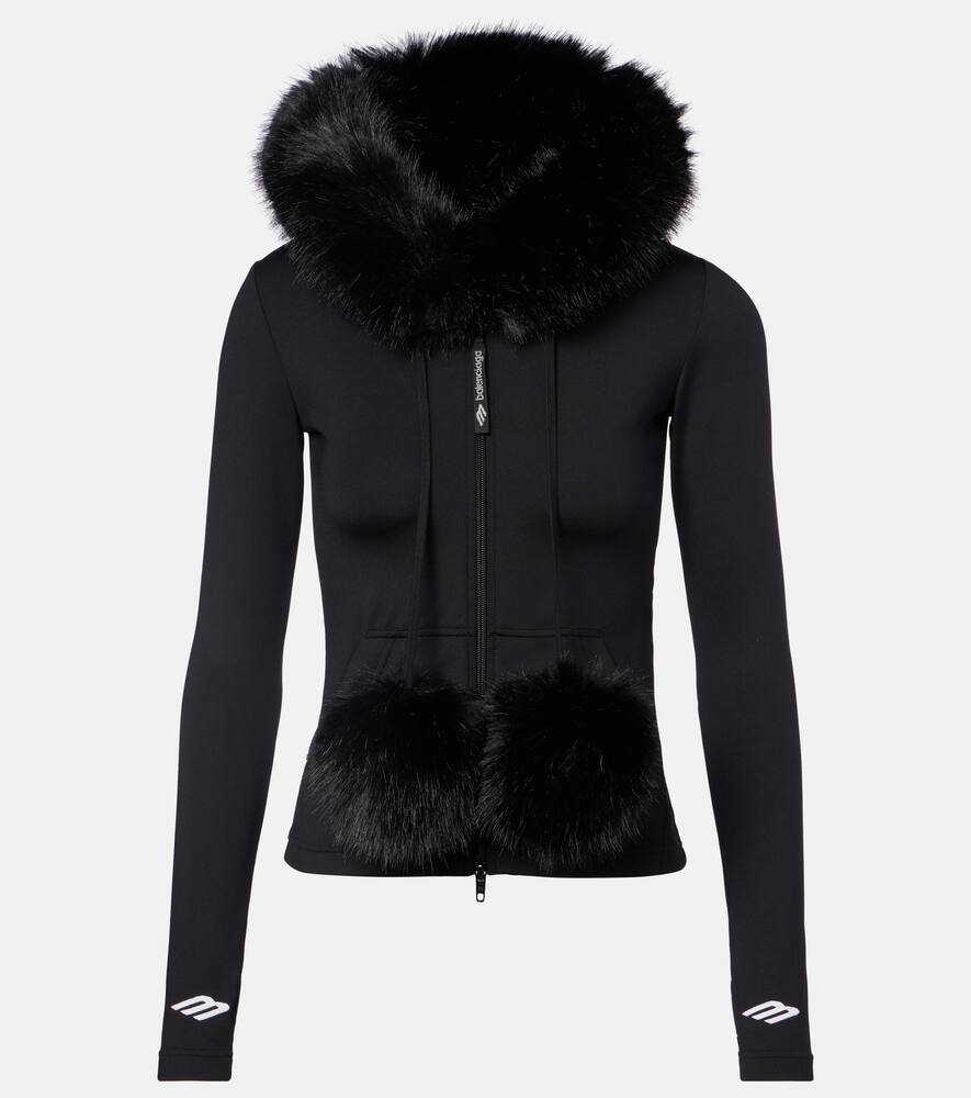 

Худи на молнии Balenciaga, Washed Black/Black