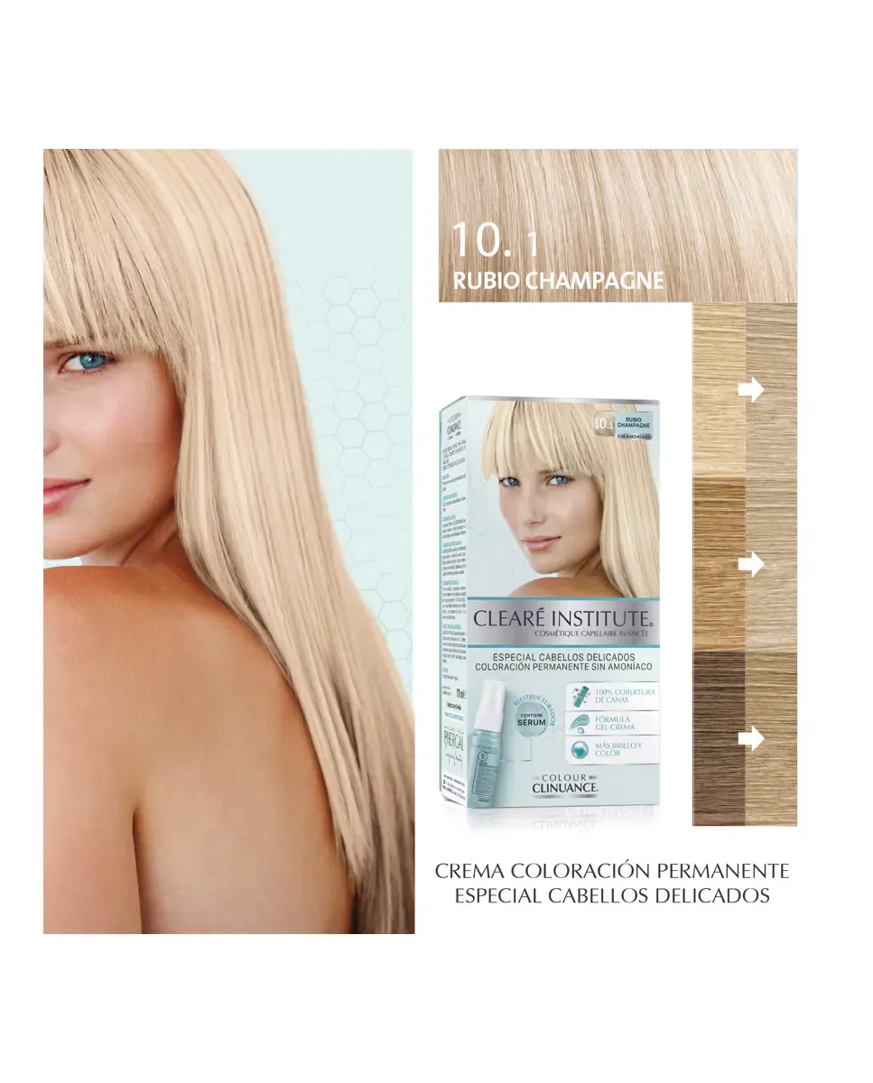 Постоянное окрашивание Colour Clinuance для нежных волос Clearé Institute, 10.1 Rubio Champagne — фото 4
