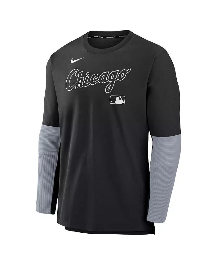 Мужская легкая производительная блуза с длинным рукавом Authentic Collection Player Black/Gray Chicago White Sox Nike — фото 3